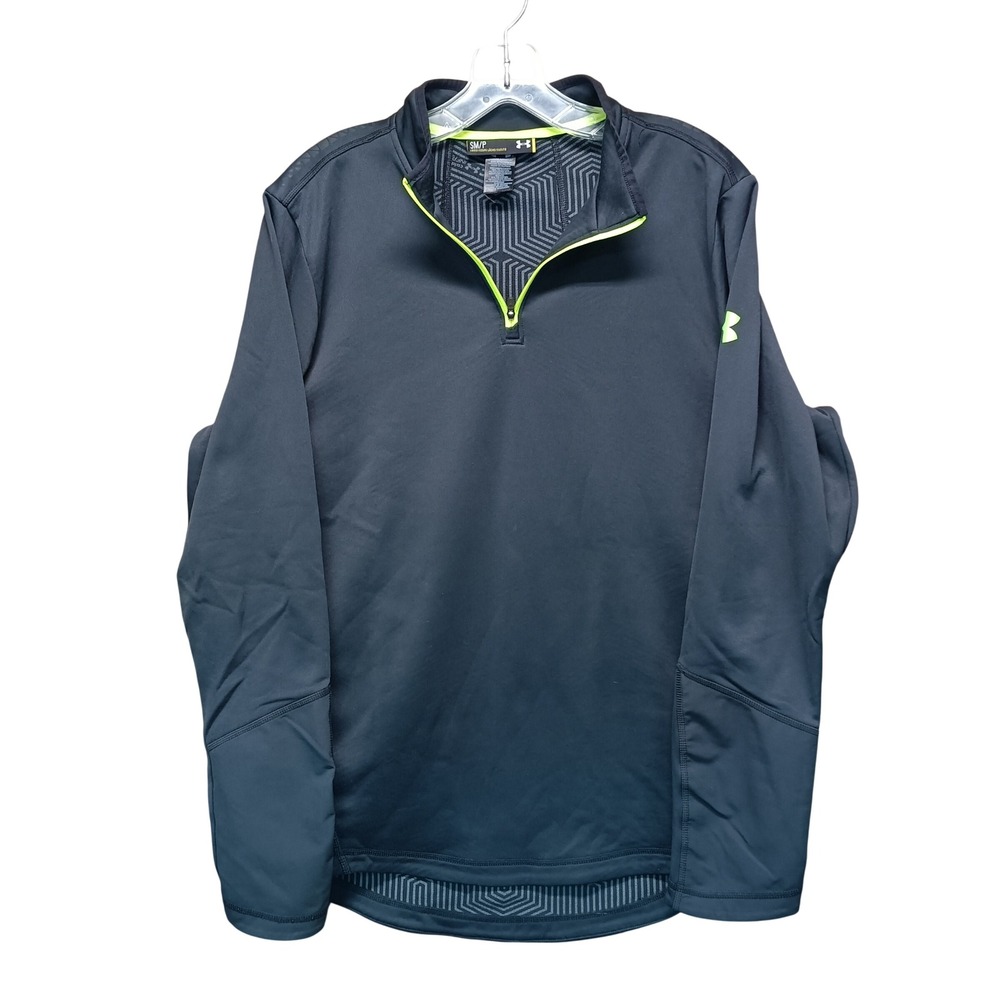 Under Armour Mens S ColdGear Infrared 1/4 Zip Pullover Black Lime Athletic